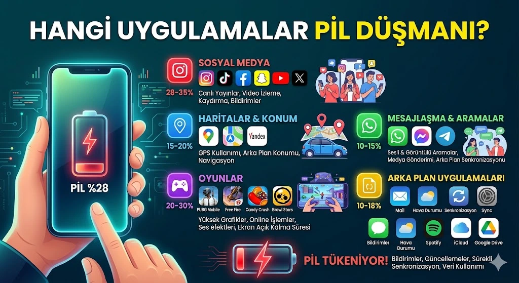 Hangi Uygulamalar Pil Düşmanı